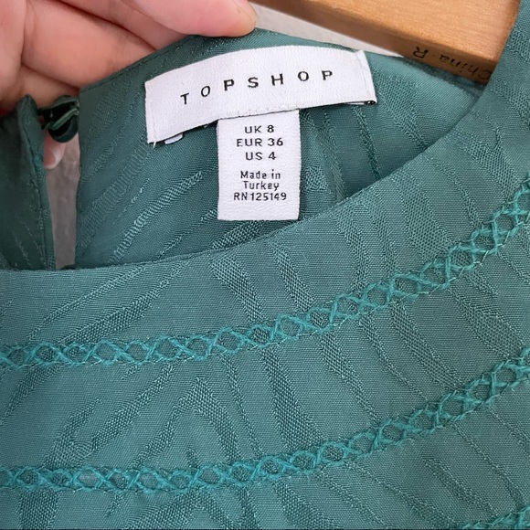 NWT Topshop Green Jacquard Midi dress Prairie dress size 4 - Picture 12 of 16